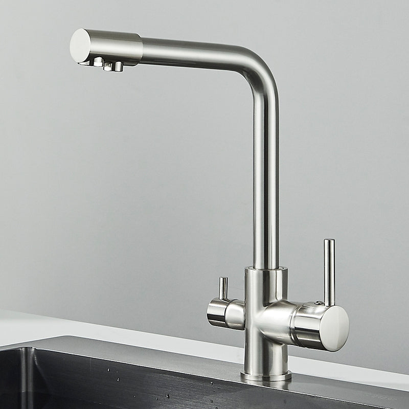 Drehbarer Luxus-Küchenhahn mit zwei Hebeln und eingebautem Filter