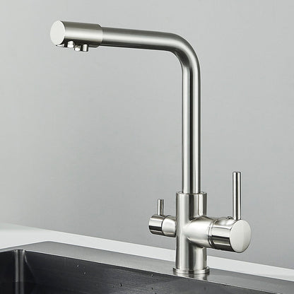 Drehbarer Luxus-Küchenhahn mit zwei Hebeln und eingebautem Filter