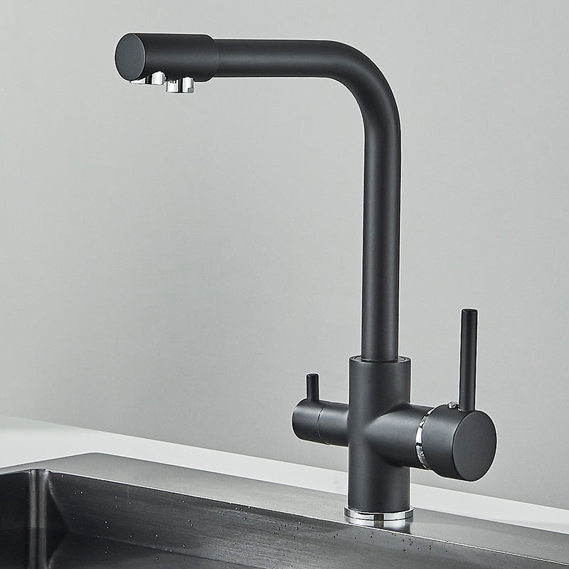 Drehbarer Luxus-Küchenhahn mit zwei Hebeln und eingebautem Filter