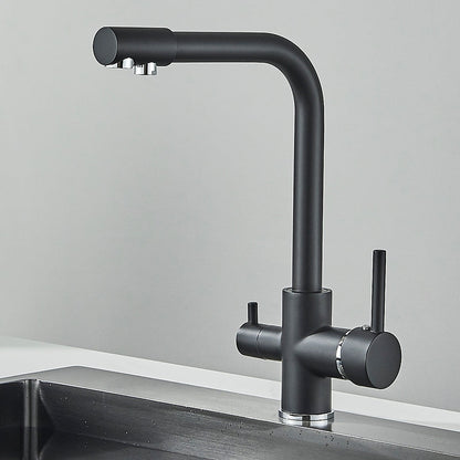 Drehbarer Luxus-Küchenhahn mit zwei Hebeln und eingebautem Filter