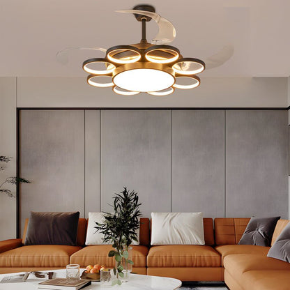 Invisible Silent Ceiling Fan Ring Remote LED Chandelier
