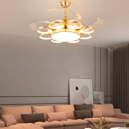 Invisible Silent Ceiling Fan Ring Remote LED Chandelier