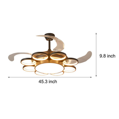 Invisible Silent Ceiling Fan Ring Remote LED Chandelier