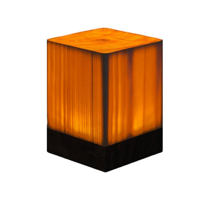 Solid Wood Geometric Cordless Table Lamp with Touch Dimmer for Living Room & Bedside