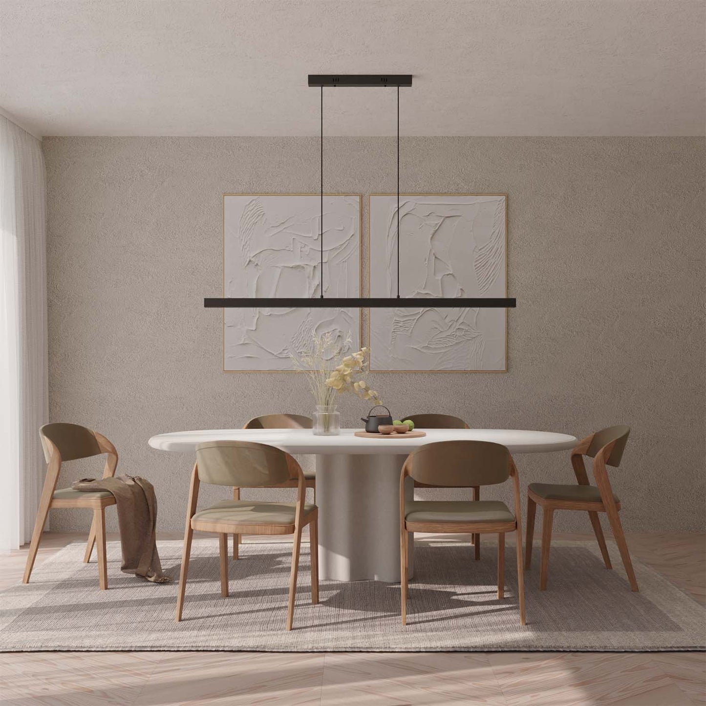 Modern Linear LED Pendant Light with Adjustable Height
