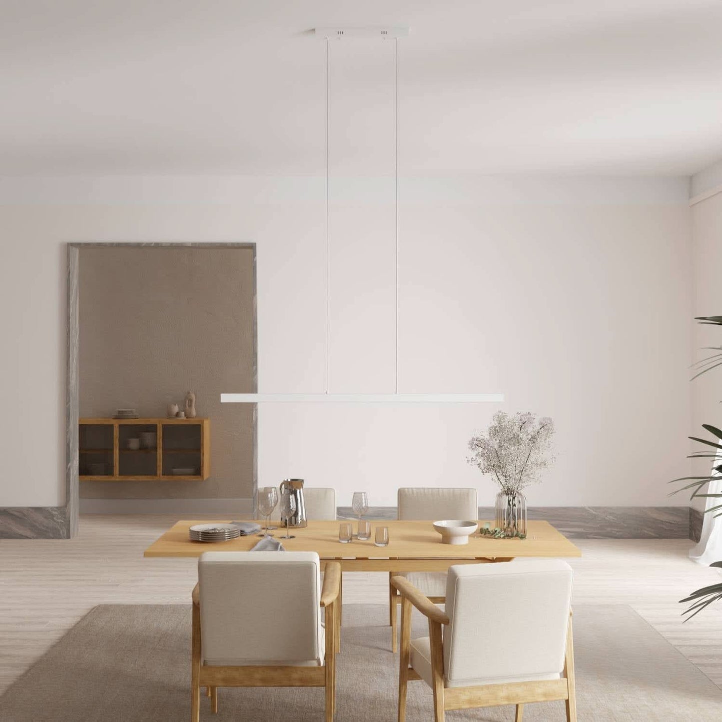 Modern Linear LED Pendant Light with Adjustable Height