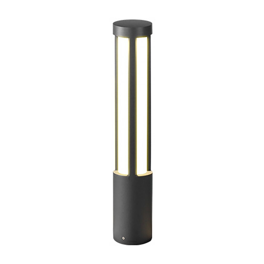 Borne lumineuse cylindrique à LED noire moderne pour aménagement paysager extérieur