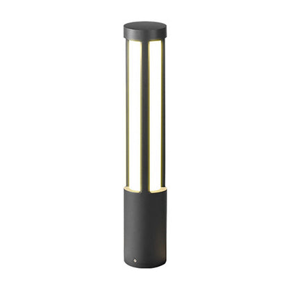 Borne lumineuse cylindrique à LED noire moderne pour aménagement paysager extérieur