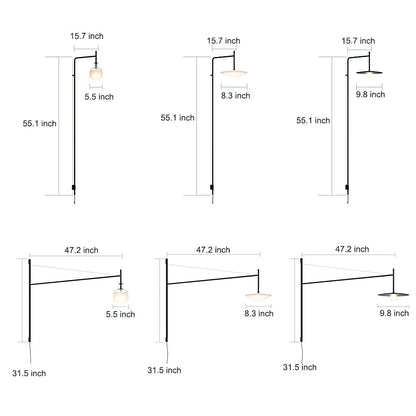 Minimalist Metal Long Pole Arm Tempo LED Wall Sconce