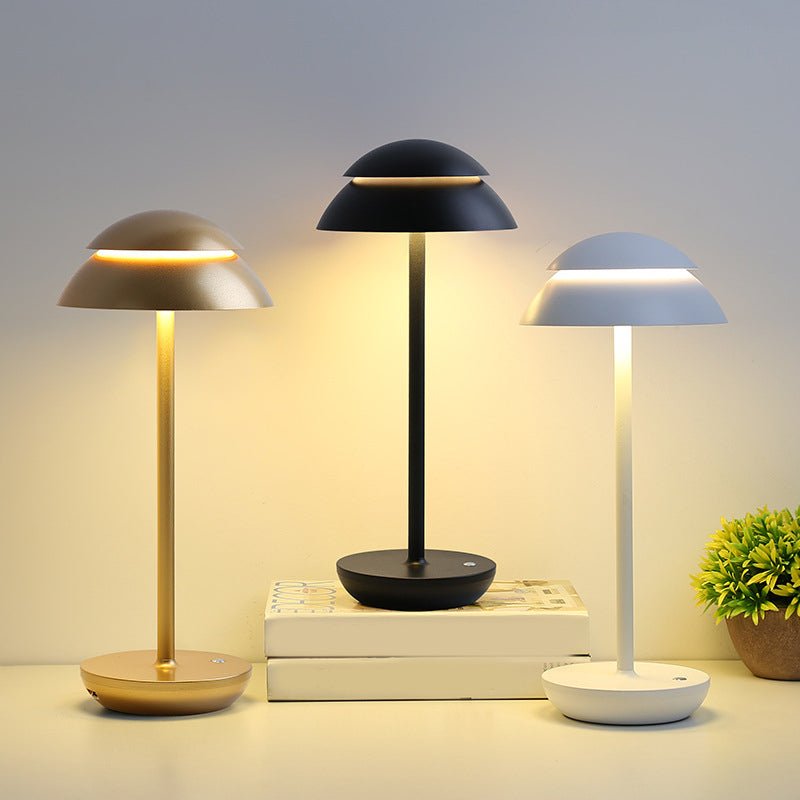 Modern Rechargeable Metal Double Head Cordless Table Lamp Touch on/off