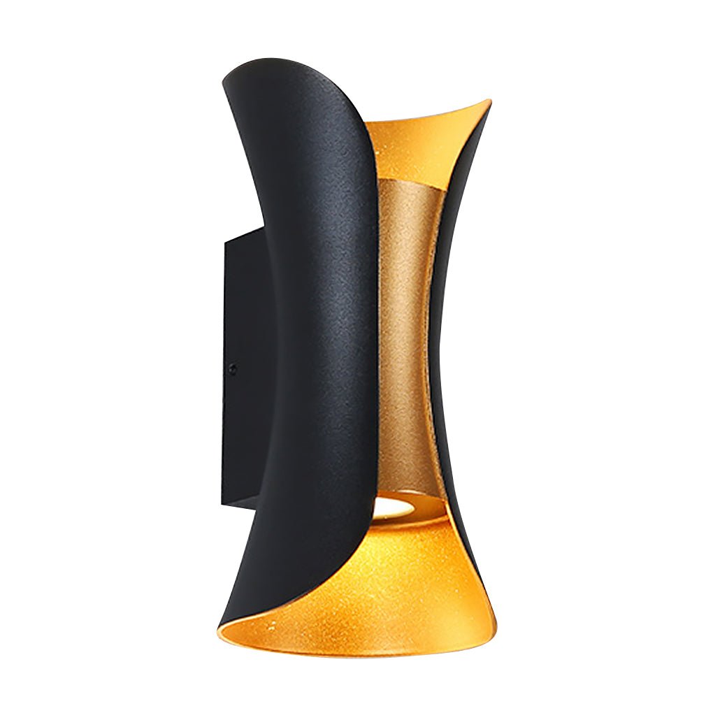 Appliques murales extérieures modernes et étanches à LED incurvées avec éclairage vers le haut et vers le bas