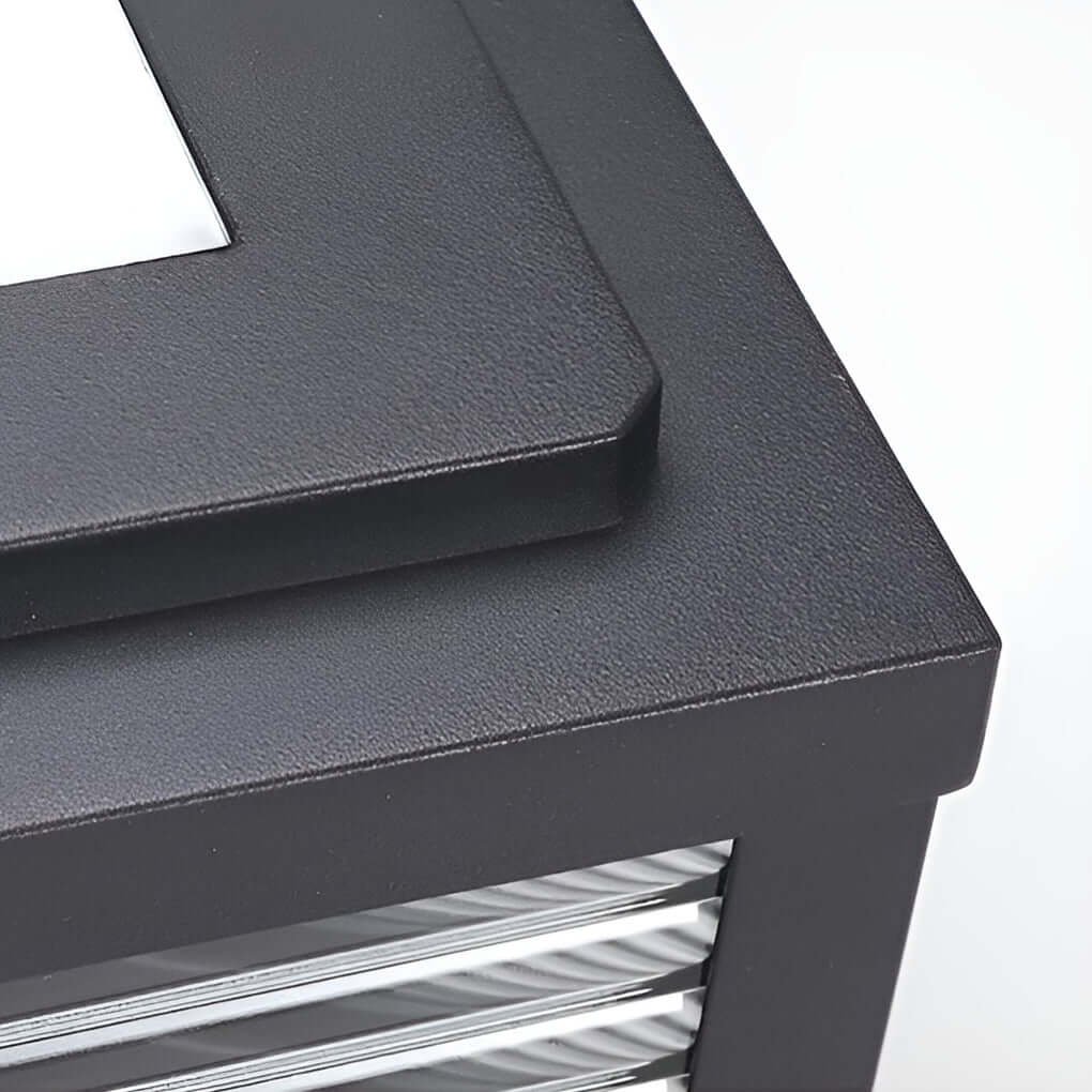 Square Ribbed Glass OUtdoor Pier Mount Pillar Light