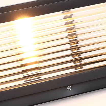 Square Ribbed Glass OUtdoor Pier Mount Pillar Light