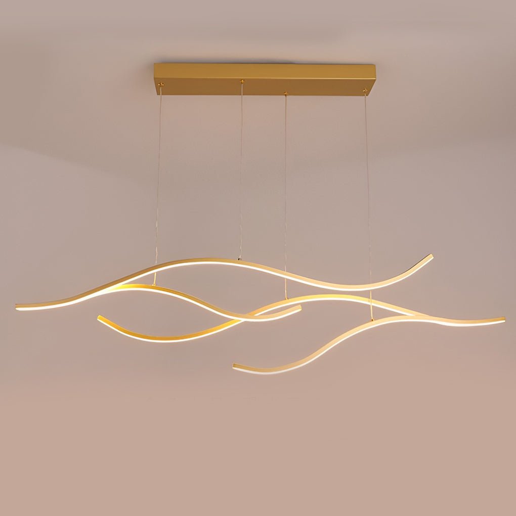 Curved LED Pendant Light Wavy LED Metal Ceiling Light