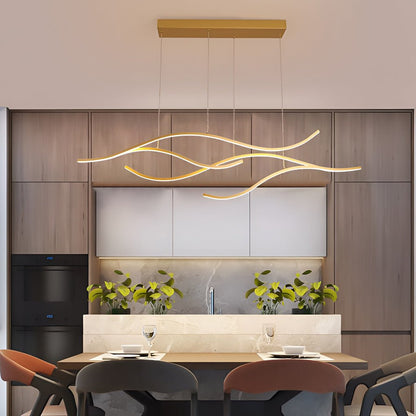 Curved LED Pendant Light Wavy LED Metal Ceiling Light