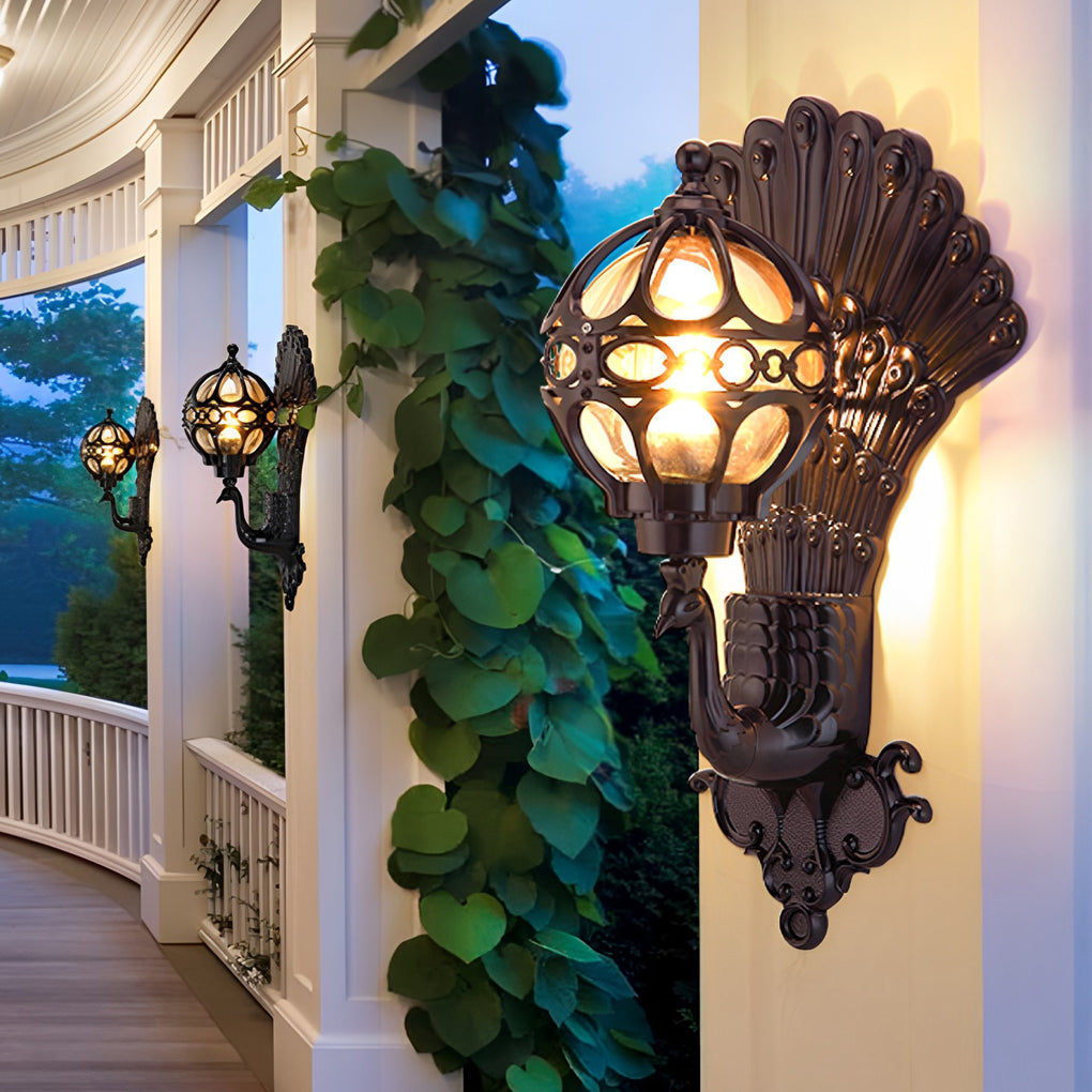 Applique murale Paon étanche style rétro européen en aluminium