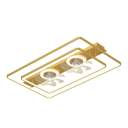 Dual Head Ceiling Fans Rectangular LED Transparent Blade Light