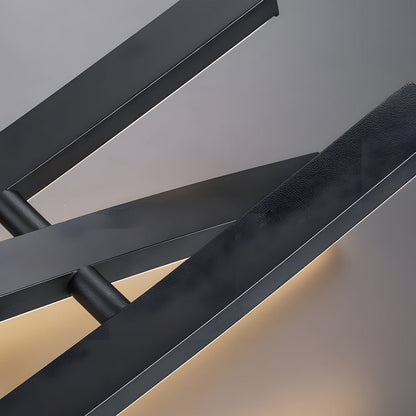 Suspension moderne en aluminium noir avec LED intégrée pour îlot de cuisine