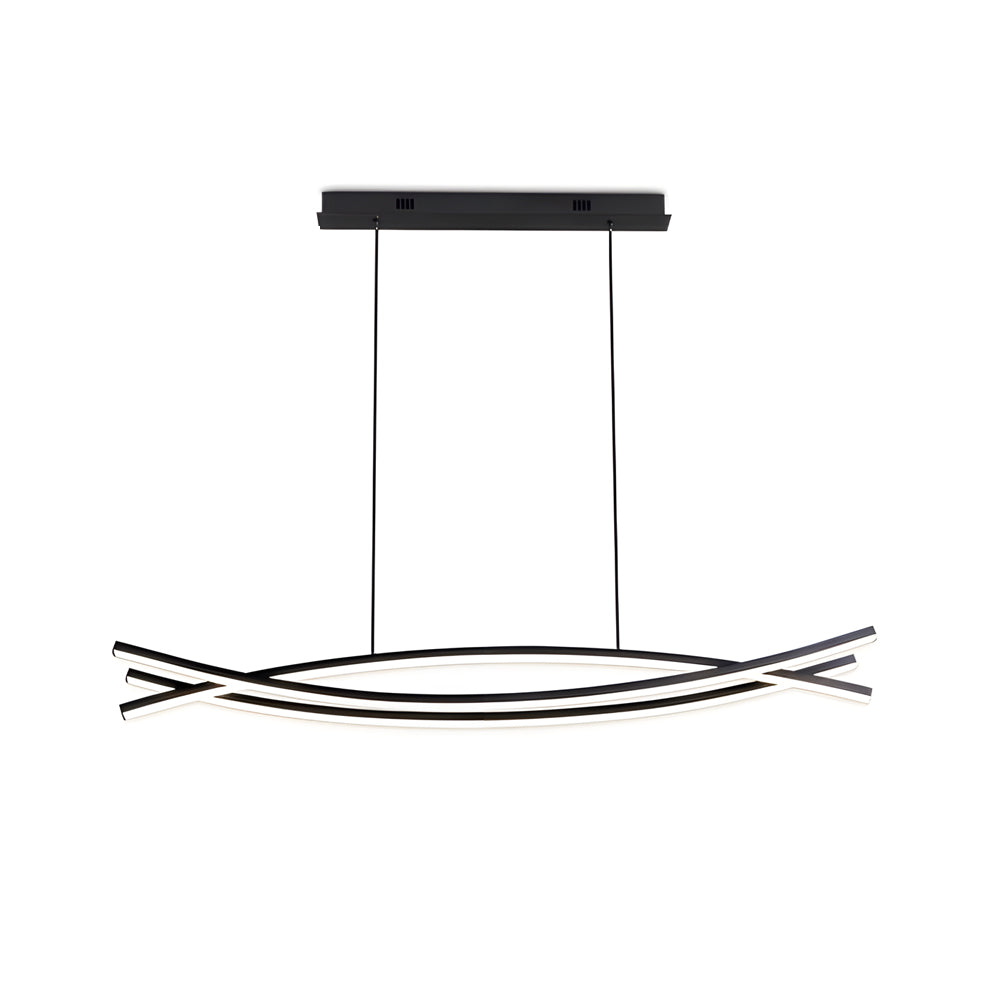 Suspension moderne en aluminium noir avec LED intégrée pour îlot de cuisine