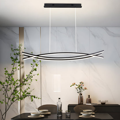 Suspension moderne en aluminium noir avec LED intégrée pour îlot de cuisine