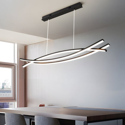 Suspension moderne en aluminium noir avec LED intégrée pour îlot de cuisine
