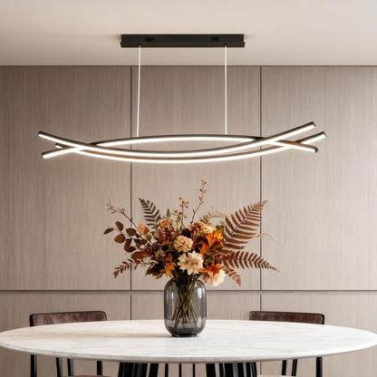 Suspension moderne en aluminium noir avec LED intégrée pour îlot de cuisine