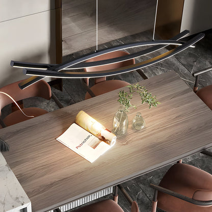 Suspension moderne en aluminium noir avec LED intégrée pour îlot de cuisine