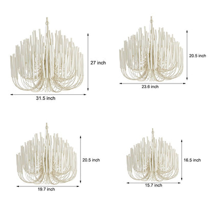 Organic Stick Chandelier White Painted Wooden Ceiling Light