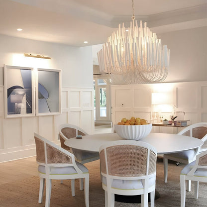 Organic Stick Chandelier White Painted Wooden Ceiling Light